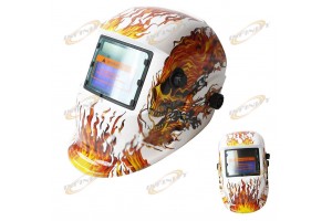 TIG MIG Auto-Darkening Solar Power Skeleton Flame White Welding Weld Helmet